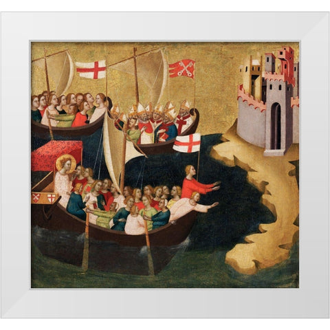 Arrival of Saint Ursula at Cologne White Modern Wood Framed Art Print by Daddi, Bernardo
