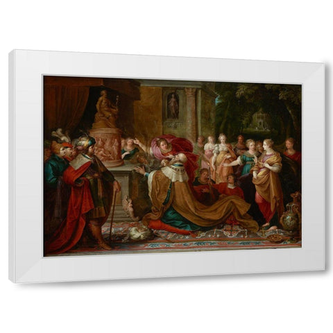 The Idolatry of Solomon White Modern Wood Framed Art Print by Francken, Frans
