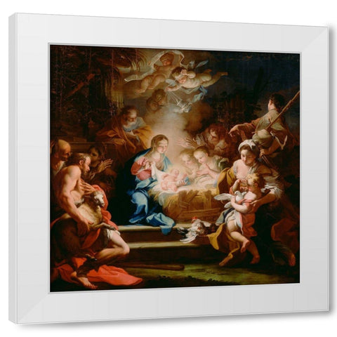 The Adoration of the Shepherds White Modern Wood Framed Art Print by Conca, Sebastiano