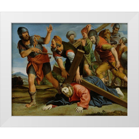 The Way to Calvary White Modern Wood Framed Art Print by Domenichino