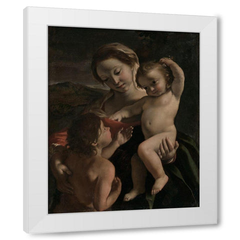 Madonna and Child with the Infant Saint John the Baptist White Modern Wood Framed Art Print by Lanfranco, Giovanni