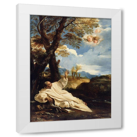 The Vision of Saint Bruno White Modern Wood Framed Art Print by Mola, Pier Francesco