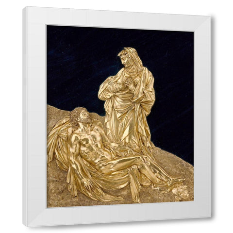 Virgin Mourning the Dead Christ White Modern Wood Framed Art Print by Targone, Cesare