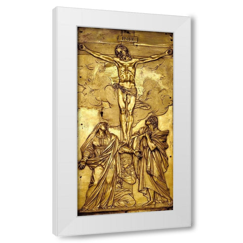 Tabernacle Door with the Crucifixion White Modern Wood Framed Art Print by Mochi, Francesco