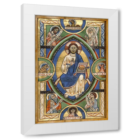 Christ in Majesty White Modern Wood Framed Art Print by Unknown 12th Century Illuminator