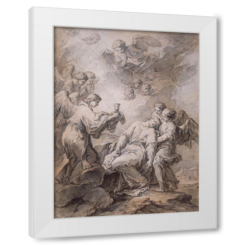 The Agony in the Garden White Modern Wood Framed Art Print by Vanloo, Carle