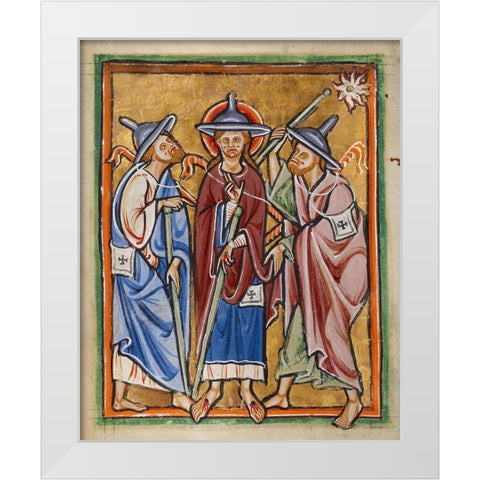 The Road to Emmaus White Modern Wood Framed Art Print by Unknown 12th Century English Illuminator
