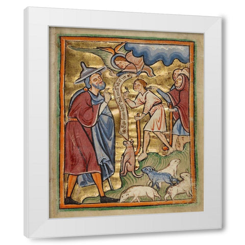 The Angel Appearing to Joachim White Modern Wood Framed Art Print by Unknown 12th Century English Illuminator