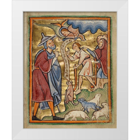 The Angel Appearing to Joachim White Modern Wood Framed Art Print by Unknown 12th Century English Illuminator