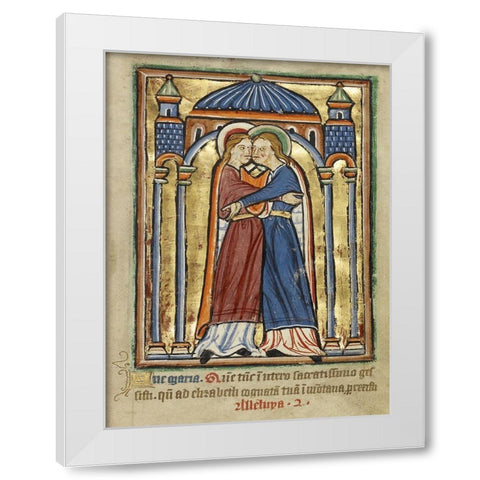 The Visitation White Modern Wood Framed Art Print by Unknown 12th Century English Illuminator