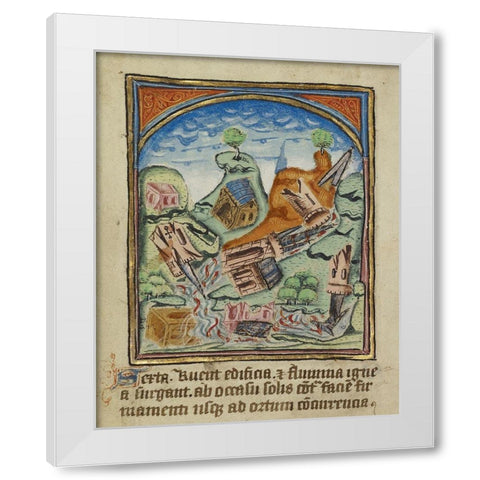 The Sixth Sign before the Day of Judgement White Modern Wood Framed Art Print by Unknown 12th Century English Illuminator