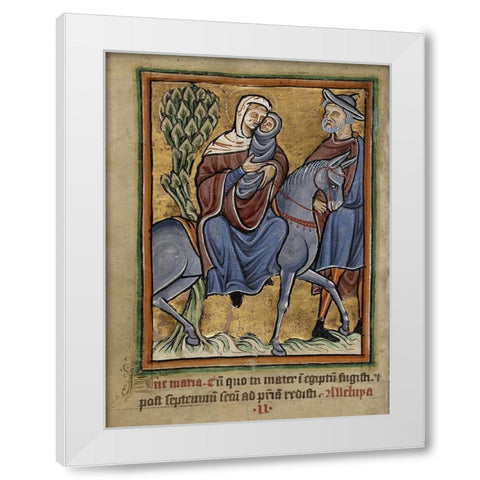 The Flight into Egypt White Modern Wood Framed Art Print by Unknown 12th Century English Illuminator