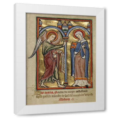 The Annunciation White Modern Wood Framed Art Print by Unknown 12th Century English Illuminator