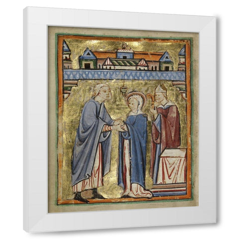 The Marriage of the Virgin White Modern Wood Framed Art Print by Unknown 12th Century English Illuminator