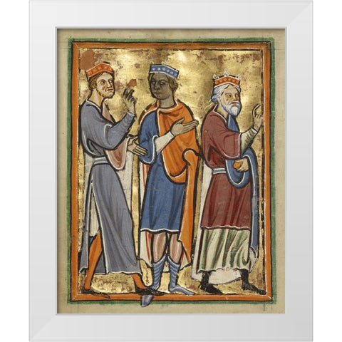 The Magi Approaching Herod White Modern Wood Framed Art Print by Unknown 12th Century English Illuminator