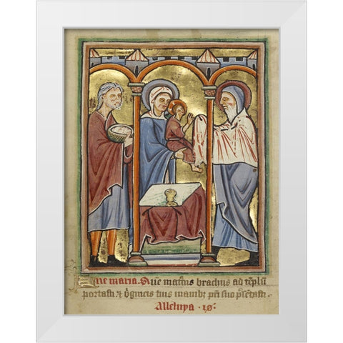 The Presentation in the Temple White Modern Wood Framed Art Print by Unknown 12th Century English Illuminator