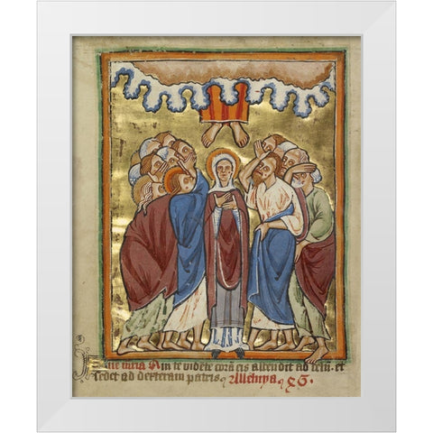 The Ascension White Modern Wood Framed Art Print by Unknown 12th Century English Illuminator
