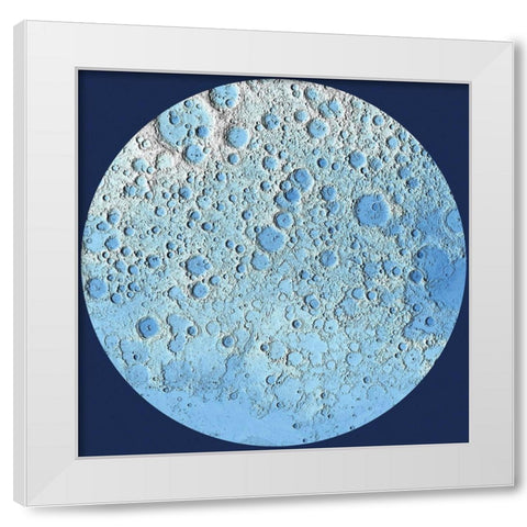 Unmarked Decorative Topographic Map of the Moon, North Pole White Modern Wood Framed Art Print by United States Geological Survey