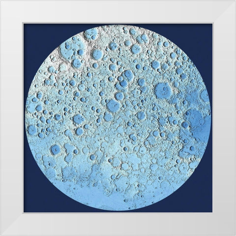 Unmarked Decorative Topographic Map of the Moon, North Pole White Modern Wood Framed Art Print by United States Geological Survey