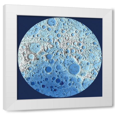 Unmarked Decorative Topographic Map of the Moon, South Pole White Modern Wood Framed Art Print by United States Geological Survey