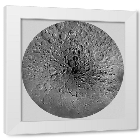 Unmarked Map of the Moon, North Pole White Modern Wood Framed Art Print by United States Geological Survey