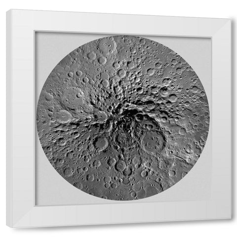 Unmarked Map of the Moon, South Pole White Modern Wood Framed Art Print by United States Geological Survey