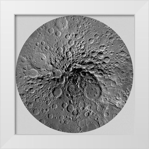 Unmarked Map of the Moon, South Pole White Modern Wood Framed Art Print by United States Geological Survey