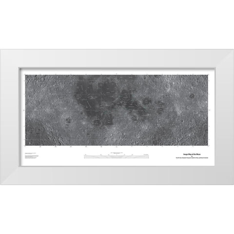 Map of the Moon, Projection White Modern Wood Framed Art Print by United States Geological Survey
