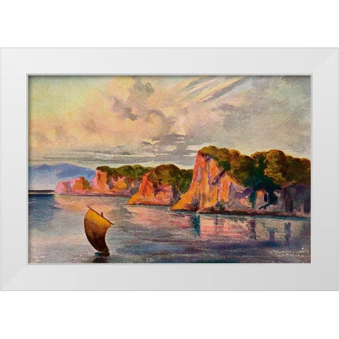 Die Roten Lampen vom Ceylon Ratu Pana, Laterit-Felsen bei Belligemma White Modern Wood Framed Art Print by Haeckel, Ernst