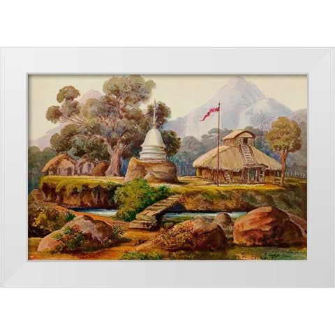 Buddha-Tempel bei Billahus-Oya Ceylon White Modern Wood Framed Art Print by Haeckel, Ernst