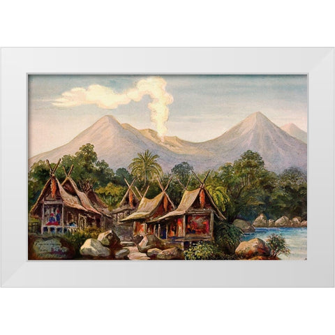 Vulkan Papandajan auf Java White Modern Wood Framed Art Print by Haeckel, Ernst