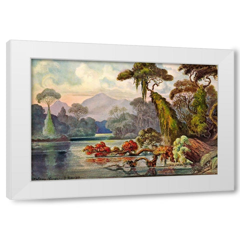 Urwald am Blauen FluÃŸ Kelany-Ganga, Ceylon White Modern Wood Framed Art Print by Haeckel, Ernst