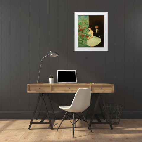 Behind the Scenes, c. 1880 White Modern Wood Framed Art Print by Forain, Jean-Louis