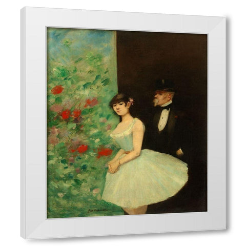Behind the Scenes, c. 1880 White Modern Wood Framed Art Print by Forain, Jean-Louis