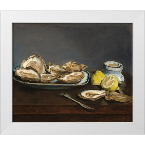 Oysters White Modern Wood Framed Art Print by Manet, Edouard