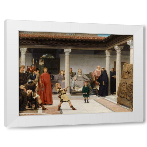 The Education of the Children of Clovis, 1861 White Modern Wood Framed Art Print by Alma-Tadema, Sir Lawrence