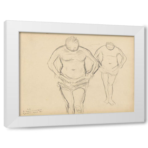 Copies of Cezannes Bathers White Modern Wood Framed Art Print by Degas, Edgar
