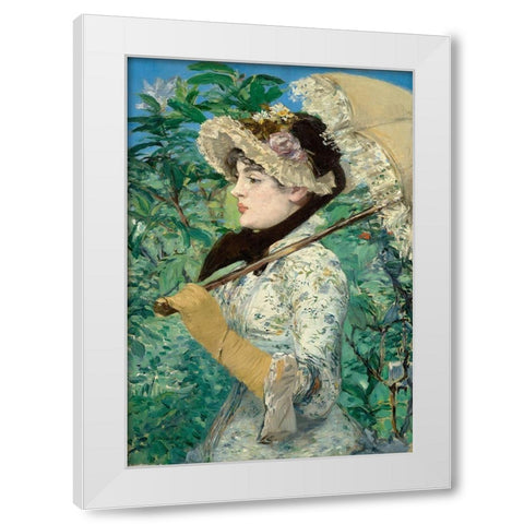 Le Printemps (Jeanne Demarsy) White Modern Wood Framed Art Print by Manet, Edouard