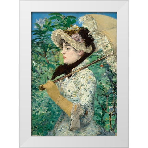 Le Printemps (Jeanne Demarsy) White Modern Wood Framed Art Print by Manet, Edouard