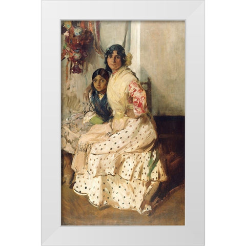 Pepilla the Gypsy and Her Daughter White Modern Wood Framed Art Print by Y Bastida, Joaquin Sorolla