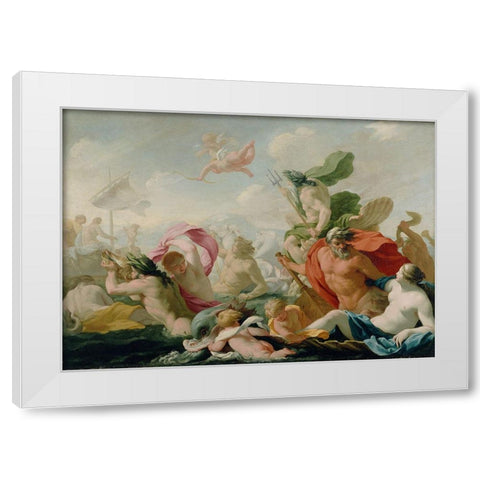 Marine Gods Paying Homage to Love White Modern Wood Framed Art Print by Le Sueur, Eustache
