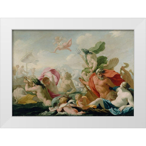 Marine Gods Paying Homage to Love White Modern Wood Framed Art Print by Le Sueur, Eustache