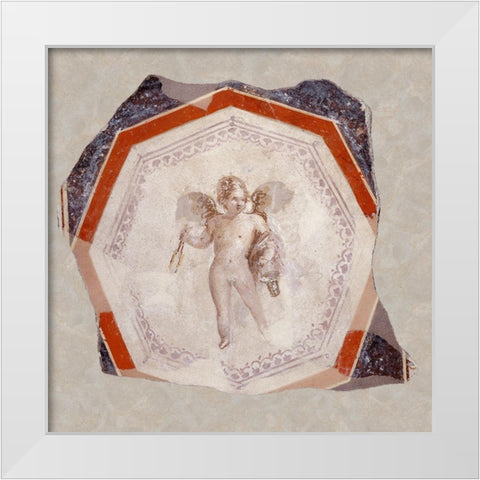 Fresco Depicting Cupid holding Two Sticks and a Pail White Modern Wood Framed Art Print by Unknown 1st Century Roman Artisan