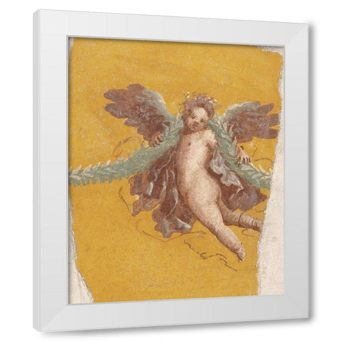 Fresco Fragment White Modern Wood Framed Art Print by Unknown 1st Century Roman Artisan
