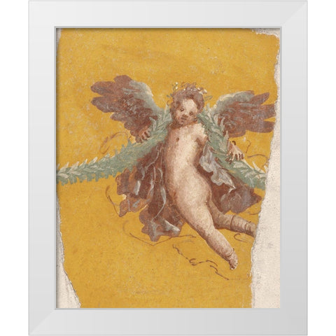 Fresco Fragment White Modern Wood Framed Art Print by Unknown 1st Century Roman Artisan