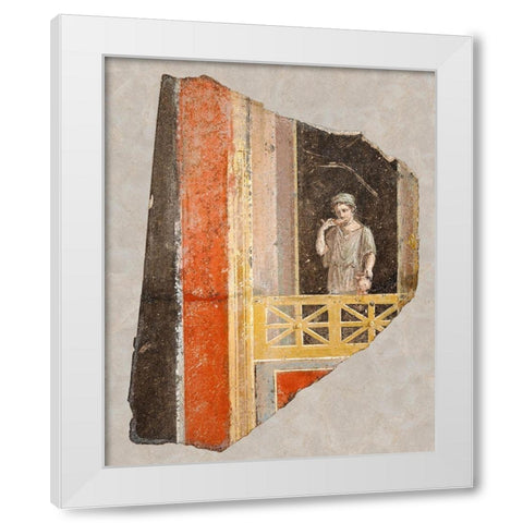 Fresco Fragment:  Woman on a Balcony White Modern Wood Framed Art Print by Unknown 1st Century Roman Artisan