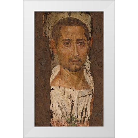 Mummy Portrait of a Bearded Man White Modern Wood Framed Art Print by Unknown 3rd Century Romano-Egyptian Artisan