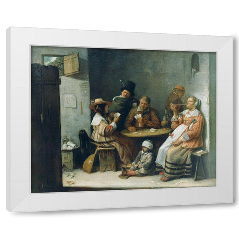 Card Players White Modern Wood Framed Art Print by Craesbeeck, Josse van