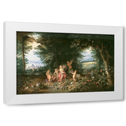 Landscape with Ceres (Allegory of Earth) White Modern Wood Framed Art Print by Brueghel, Jan the Younger