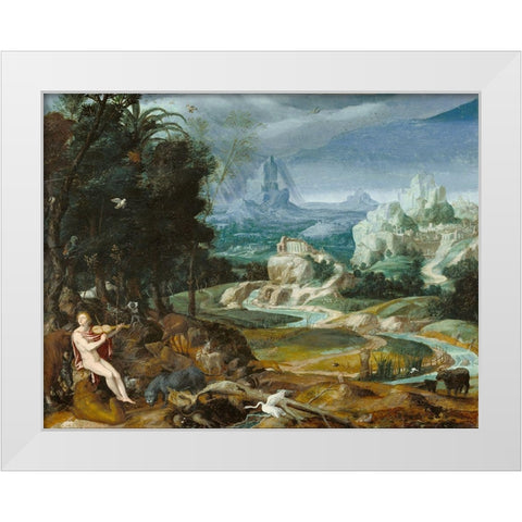 Landscape with Orpheus White Modern Wood Framed Art Print by Unknown 16th Century Flemish Painter